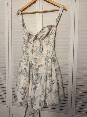 Floral Sundress with Blue and Green Bouquet Print